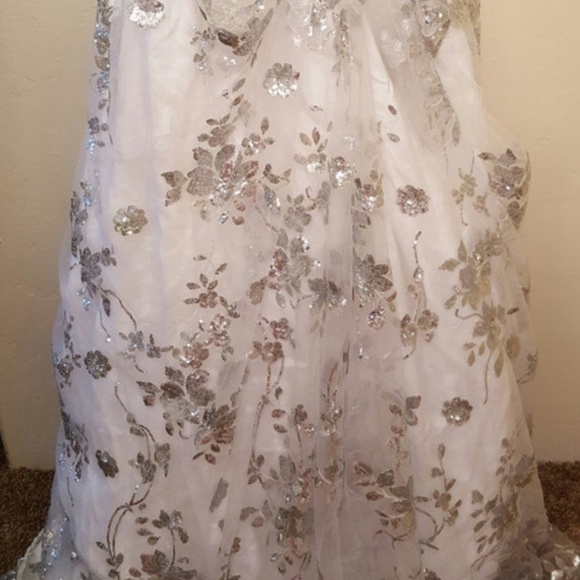 Custom Order Silver White Sequin Tulle Maxi Skirt - Picture 7 of 7